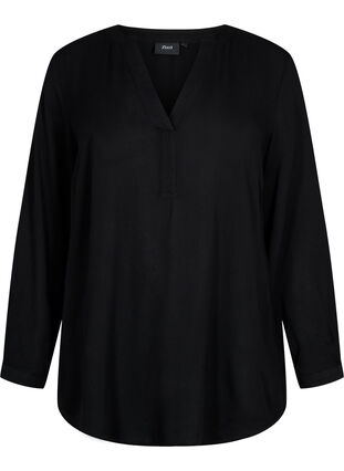 Zizzi Viscose tunic with v-neckline, Black , Packshot image number 0