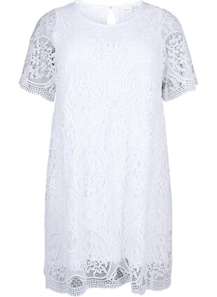 Zizzi Koronkowa, imprezowa sukienka z krótkimi rekawami, Bright White, Packshot image number 0