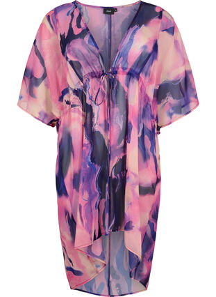 Zizzi Plazowe kimono z nadrukiem, Purple Swirl, Packshot image number 0