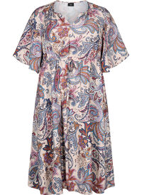Wiskozowa sukienka z krótkim rekawem z nadrukiem paisley