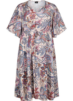 Zizzi Wiskozowa sukienka z krótkim rekawem z nadrukiem paisley, Sand Do. Paisley AOP, Packshot image number 0