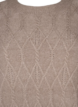 Zizzi Dzianinowy sweter ze wzorem i z perlami, Desert Taupe Mel., Packshot image number 2