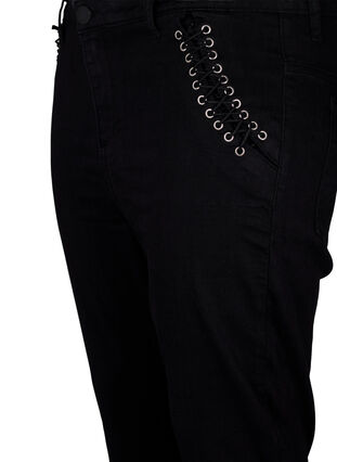 Zizzi 	 Super slim Amy jeans with stud detail, Black, Packshot image number 2