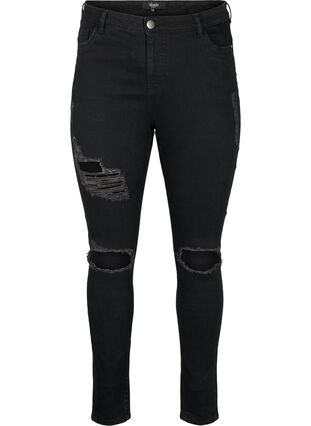 Zizzi Obcisle jeansy z rozdarciami, Black, Packshot image number 0