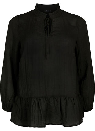 Zizzi Wiskozowa bluzka z peplum, Black, Packshot image number 0