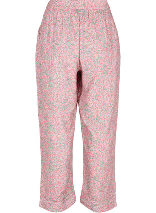 Zizzi Cotton pyjama bottoms with floral print, Powder Pink, Packshot image number 1