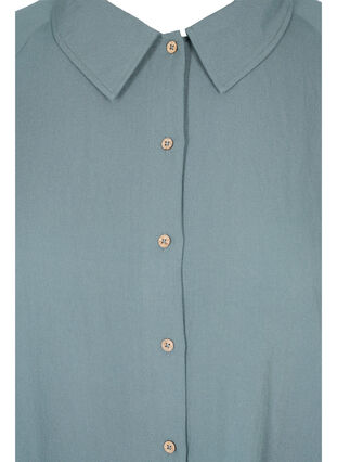 Zizzi Long viscose shirt with pockets and 3/4 sleeves, Balsam Green, Packshot image number 2