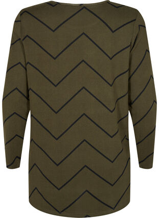 Zizzi Patterned blouse with long sleeves, Army Zig Zag, Packshot image number 1