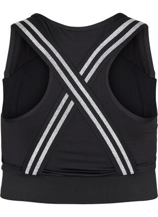 Zizzi Sports bra with glitter and cross back, Black w. SilverLurex, Packshot image number 1