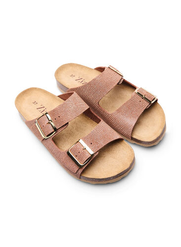 Zizzi Wide-fit leather sandals, Woody, Packshot image number 1