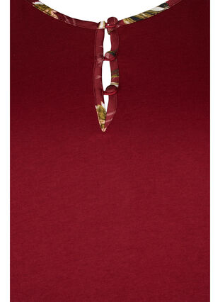 Zizzi Cotton nightdress with long sleeves, Cabernet, Packshot image number 2