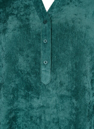 Zizzi Aksamitna sukienka z 3/4-length rekawami i guzikami, Deep Teal, Packshot image number 2