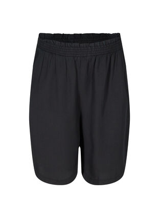 Zizzi Loose Bermuda shorts with smock, Black, Packshot image number 0