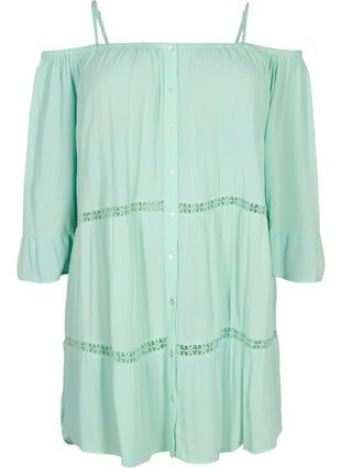 Zizzi Beach tunic with off-shoulder, Brook Green, Packshot image number 0