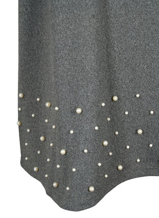 Zizzi Bluzka z perelkami i rekawem 3/4, Dark Grey Melange, Packshot image number 3