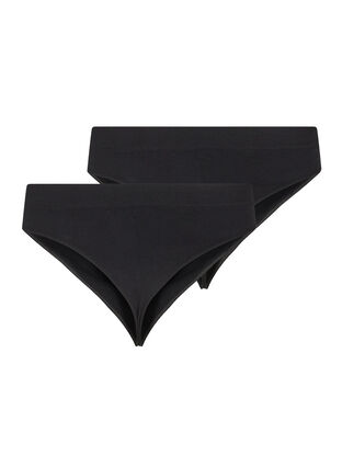 Zizzi 2-pack G-string with regular waist, Black, Packshot image number 1