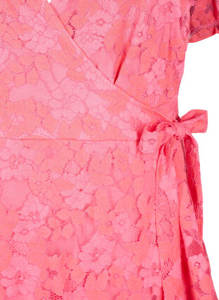 Zizzi Kopertowa sukienka z koronka i krótkimi rekawami, Pink Carnation, Packshot image number 2