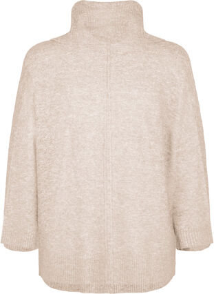 Zizzi Melanzowy sweter z dzianiny z golfem, Simply Taupe Mel., Packshot image number 1