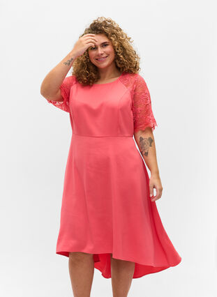 Zizzi Midi dress with short lace sleeves, Dubarry, Model image number 0