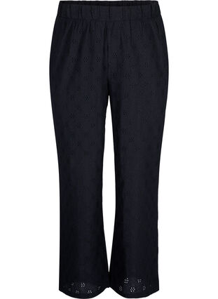 Zizzi Luzne spodnie z azurowym wzorem, Black, Packshot image number 0