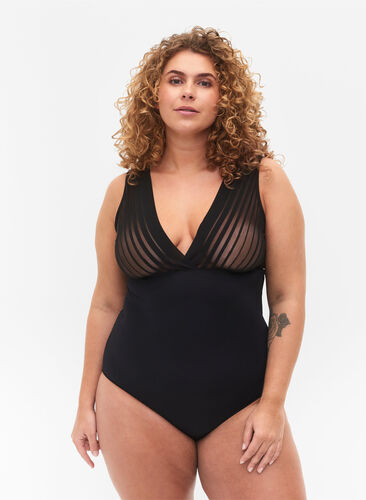 Zizzi Body z siateczka, Black, Model image number 0