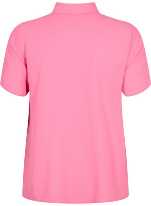Zizzi Bluzka koszulowa z krótkim rekawem i falbanami, Pink Power, Packshot image number 1