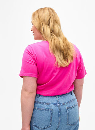 Zizzi T-shirt z motywem tekstowym, Shocking Pink W.Pink, Model image number 1