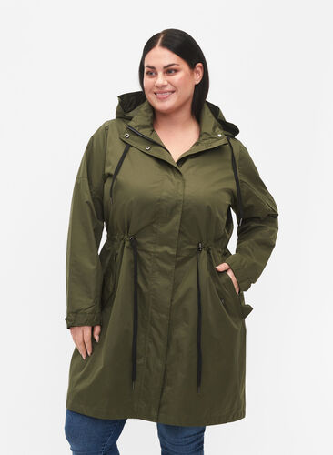 Zizzi Waterproof parka with detachable hood, Forest Night, Model image number 0