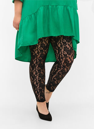 Zizzi Lace leggings, Black, Model image number 2