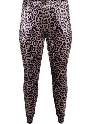 Zizzi Welurowe legginsy z nadrukiem w panterke, Leopard, Packshot image number 0