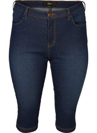 Zizzi Jeansy Emily capri o dopasowanym kroju, Blue denim, Packshot image number 0