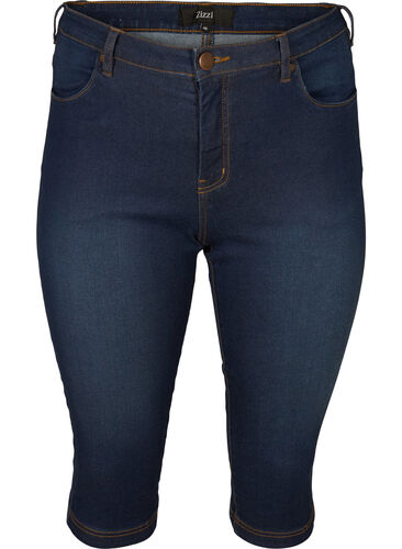 Zizzi Jeansy Emily capri o dopasowanym kroju, Blue denim, Packshot image number 0