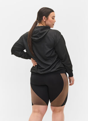 Zizzi Tight fitted training shorts, Black w. Deep Taupe, Model image number 1