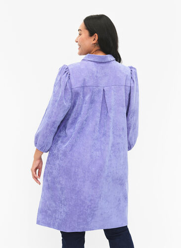 Zizzi Sztruksowa sukienka z rekawem 3/4 i guzikami, Lavender Violet, Model image number 1