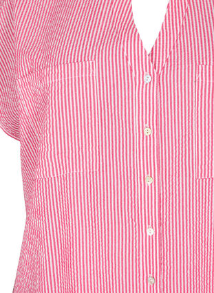 Zizzi Bawelniana koszula z krótkim rekawem w paski, Beetroot P. Stripe, Packshot image number 2