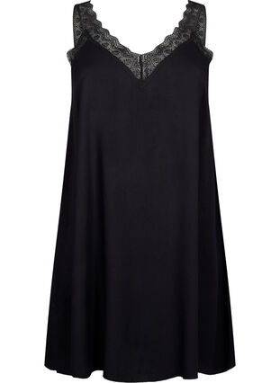 Zizzi Sukienka na ramiaczkach z wiskozy z koronka, Black, Packshot image number 0