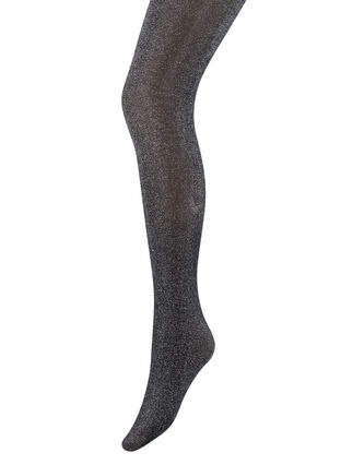 Zizzi Glittery 50 denier tights, Black w. Silver, Packshot image number 0