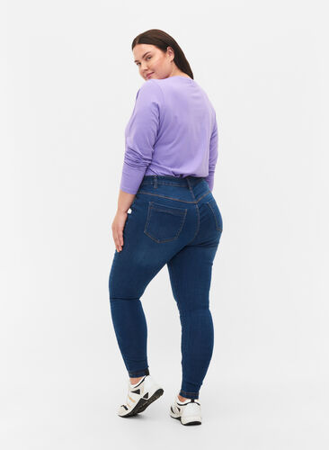 Zizzi Jegginsy z mieszanki bawelny, Blue denim, Model image number 1