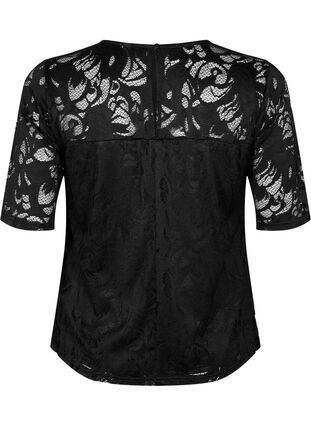 Zizzi Koronkowa bluzka z krótkimi rekawami, Black, Packshot image number 1