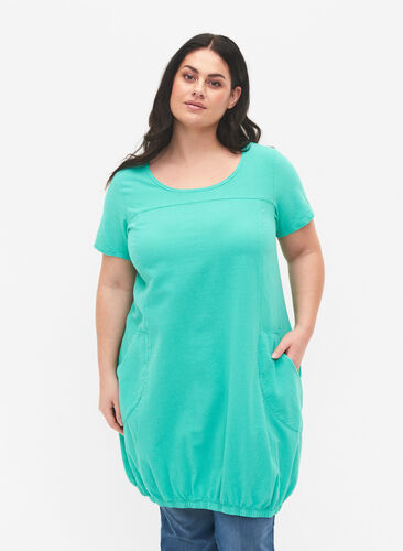 Zizzi Bawelniana sukienka z krótkim rekawem, Aqua Green, Model image number 0