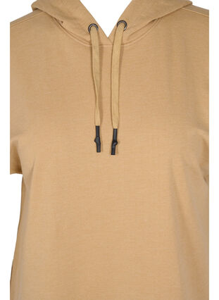 Zizzi Hooded short-sleeved sweat dress, Tannin, Packshot image number 2