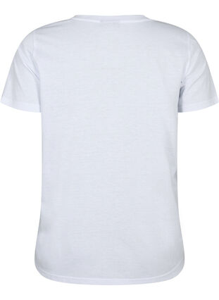 Zizzi T-shirt z krótkim rekawem i dekoltem w szpic, Bright White, Packshot image number 1