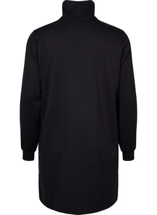 Zizzi Sweat dress with high collar, Black, Packshot image number 1