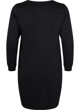 Zizzi Sweatshirt dress with v-neckline, Black, Packshot image number 1