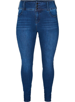 Zizzi Super slim Bea jeans with extra high waist, Blue denim, Packshot image number 0