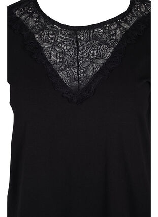 Zizzi Short-sleeved t-shirt with cotton details, Black, Packshot image number 2