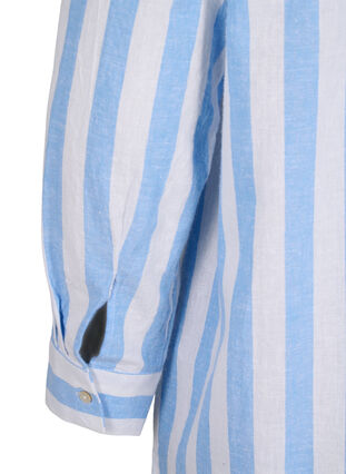 Zizzi Koszula o przedluzonym kroju wykonana z lnu i bawelny, Blue White Stripe, Packshot image number 4