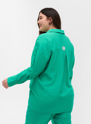 Zizzi Long-sleeved viscose shirt, Mint, Model image number 1