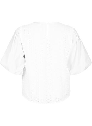 Zizzi Bluzka z bufiastymi rekawami i koronkowym wzorem, Bright White, Packshot image number 1