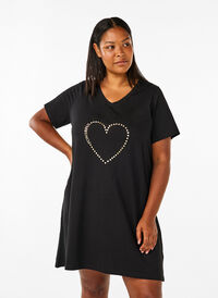 Koszula nocna z bawelny organicznej z dekoltem w szpic, Black Powerful, Model